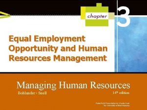 Equal Employment Opportunity and Human Resources Management Managing