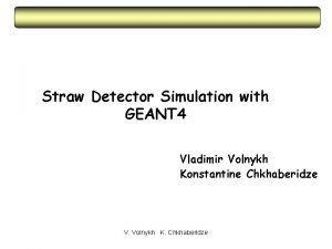 Straw Detector Simulation with GEANT 4 Vladimir Volnykh