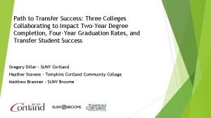 Path to Transfer Success Three Colleges Collaborating to
