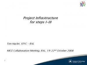 Project Infrastructure for steps IIII Tim Hayler STFC