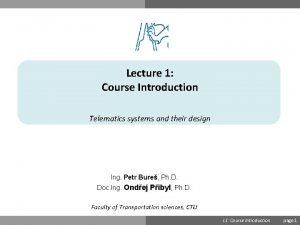 Lecture 1 Course Introduction Telematics systems and their