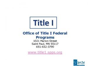 Title one program