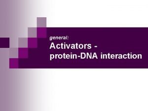 general Activators proteinDNA interaction MBV 4230 The sequence