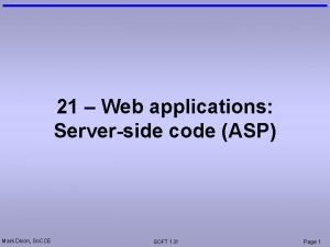 21 Web applications Serverside code ASP Mark Dixon