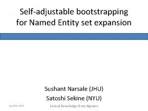 Selfadjustable bootstrapping for Named Entity set expansion Sushant
