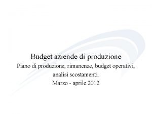 Budget della produzione