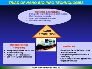 TRIAD OF NANOBIOINFO TECHNOLOGIES Materials Structures Biologically inspired