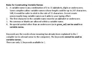 What are the rules to construct a variable