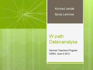 Konrad Jende Boris Lemmer W path Datenanalyse German