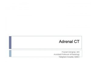 Adrenal CT Pooneh Dehghan MD Assistant Professor of