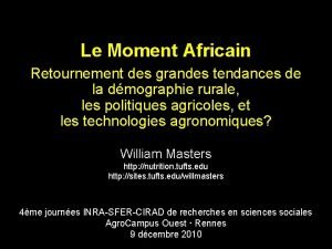 Le Moment Africain Retournement des grandes tendances de