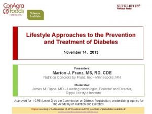 NUTRIBITES Webinar Series Lifestyle Approaches to the Prevention