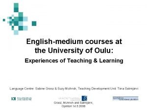 Englishmedium courses at the University of Oulu Experiences