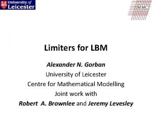 Limiters for LBM Alexander N Gorban University of