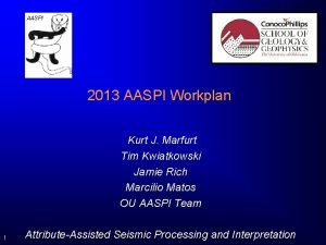 AASPI 2013 AASPI Workplan Kurt J Marfurt Tim