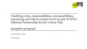Clarifying roles and responsibilities