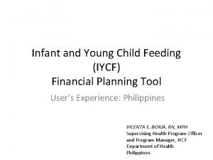 Infant and Young Child Feeding IYCF Financial Planning