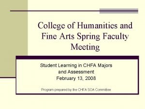 College of Humanities and Fine Arts Spring Faculty