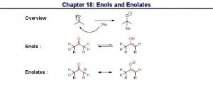 Chapter 18 Enols and Enolates Overview Enols Enolates