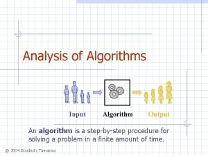 Algorithm input, output example