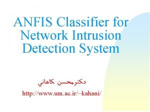 ANFIS Classifier for Network Intrusion Detection System http