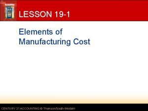Elements of manufacturing cost