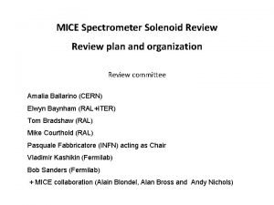 MICE Spectrometer Solenoid Review plan and organization Review