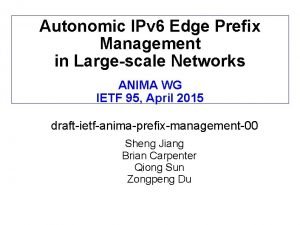 Autonomic IPv 6 Edge Prefix Management in Largescale