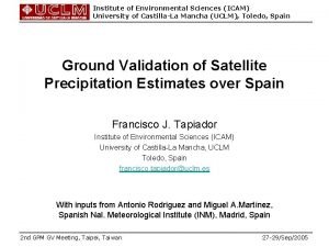 Institute of Environmental Sciences ICAM University of CastillaLa