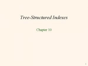 TreeStructured Indexes Chapter 10 1 Introduction v As