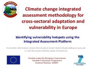 Climate change integrated assessment methodology for crosssectoral adaptation