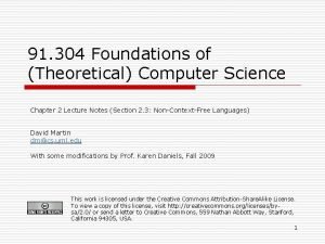 91 304 Foundations of Theoretical Computer Science Chapter