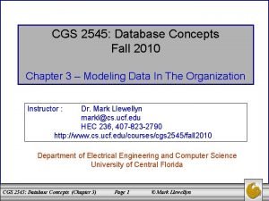 CGS 2545 Database Concepts Fall 2010 Chapter 3