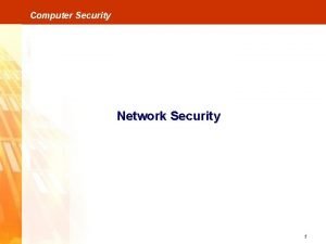 Computer Security Network Security 1 Computer Security Network