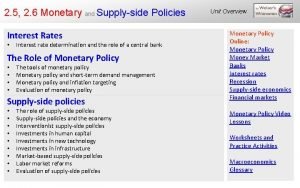 2 5 2 6 Monetary and Supplyside Policies