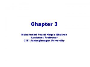 Chapter 3 Mohammad Fozlul Haque Bhuiyan Assistant Professor