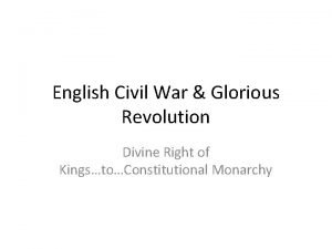 English Civil War Glorious Revolution Divine Right of
