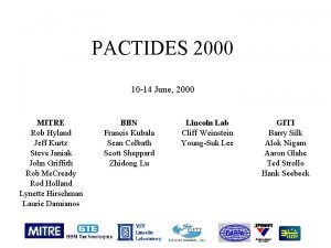 PACTIDES 2000 10 14 June 2000 MITRE Rob