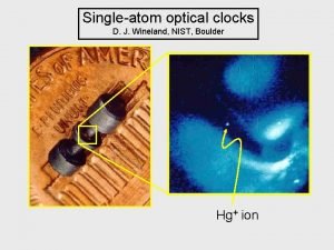 Singleatom optical clocks D J Wineland NIST Boulder