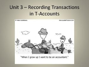 Unit 3 Recording Transactions in TAccounts Key Concepts