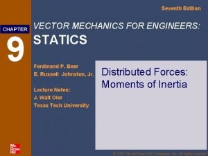 Seventh Edition CHAPTER 9 VECTOR MECHANICS FOR ENGINEERS