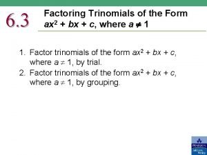 How to factor trinomials