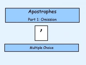 Apostrophes for omission