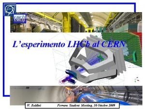 Lesperimento LHCb al CERN W Baldini Ferrara Student