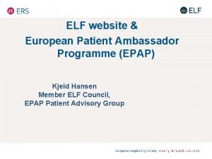 ELF website European Patient Ambassador Programme EPAP Kjeld