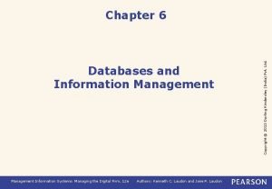 Databases and Information Management Information Systems Managing the