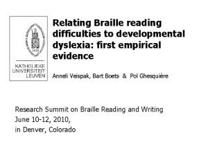 Braille dyslexia