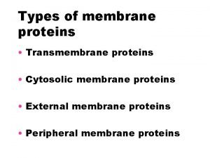 Types of membrane proteins Transmembrane proteins Cytosolic membrane