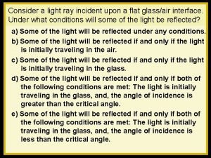 Consider a light ray incident upon a flat