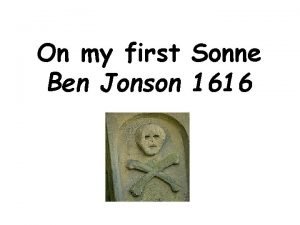 On my first Sonne Ben Jonson 1616 An